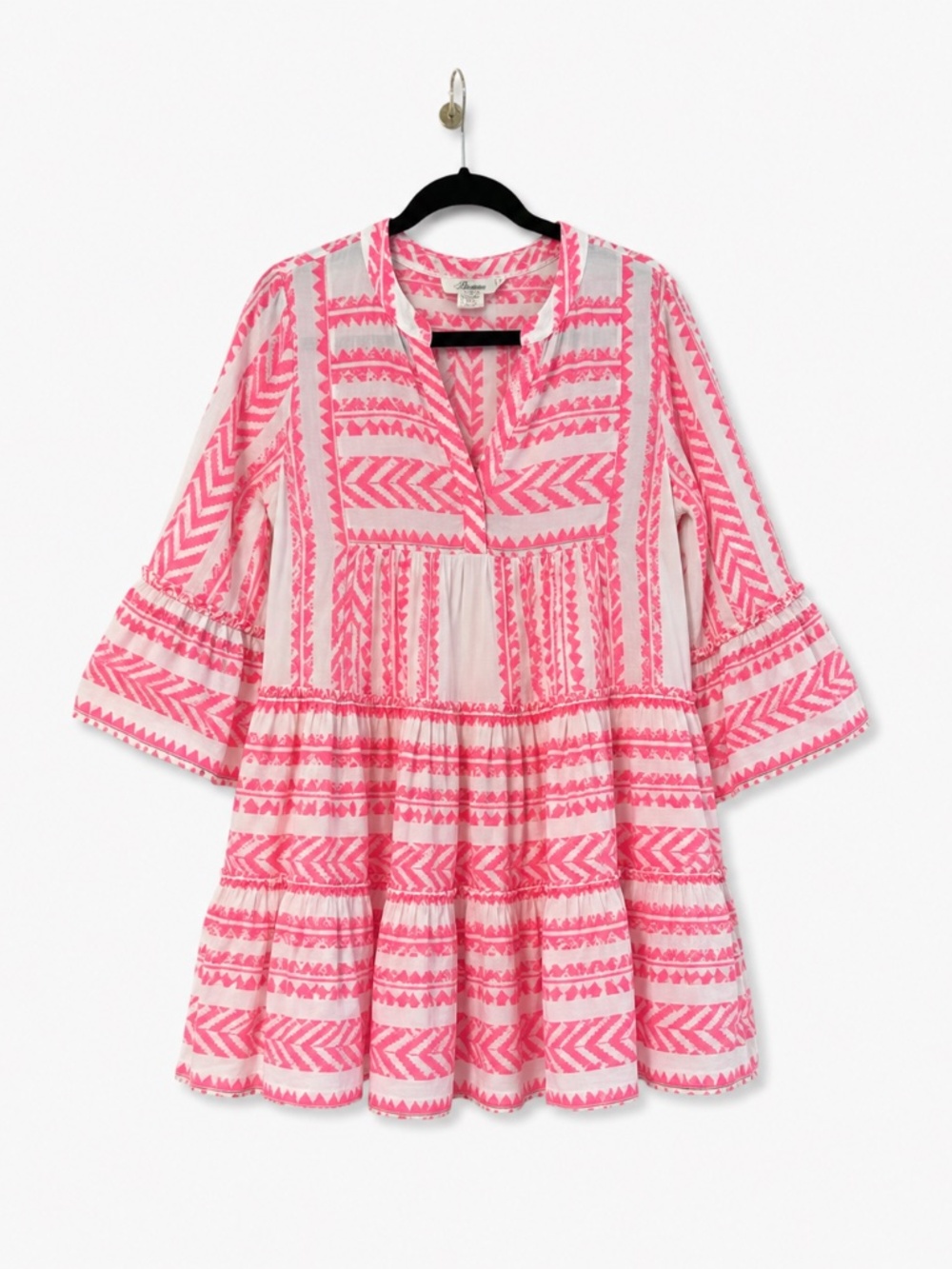 Devotion Twins Anthropologie Pink & White Embroidered Ella Tunic Dress – Size M